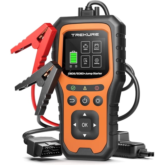 Car Battery Jump Starter with OBD2 Scanner 5000A, Jumper Portable (All Gas/10L Diesel), 12V Box Cables, Code Reader for Check Engine Light, Diagnostic Tool