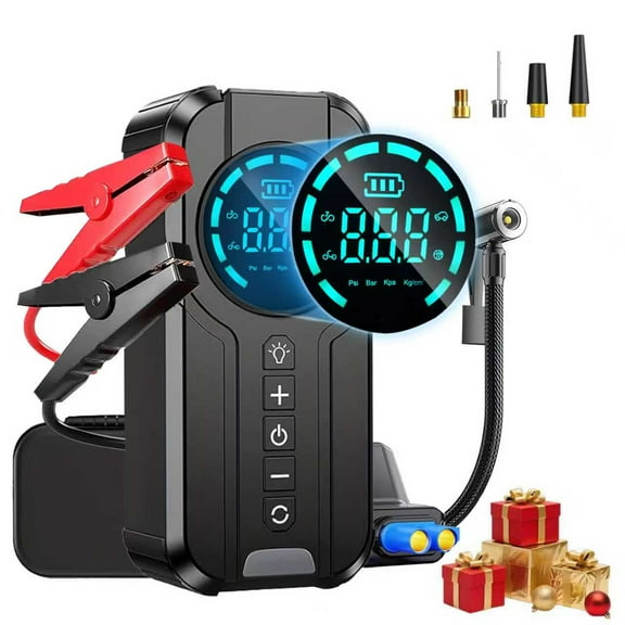 QINK ROLMIL 6000A Jump Starter with Air Compressor, 150PSI Battery Jumper Starter Portable for 6.0L Gas and 3.0L Diesel, 12V Car Jump Starter with Jumper Cable 3 Modes Flashlight and EVA Bag