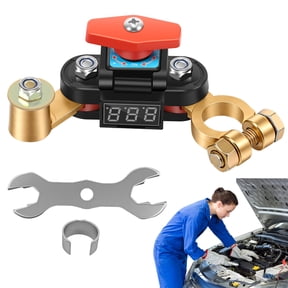 Battery Disconnect Switch Pure Copper 12V 24V Master Power Cut Off Switch with Voltage Display for Car Truck Boat RV Marine Vehicle