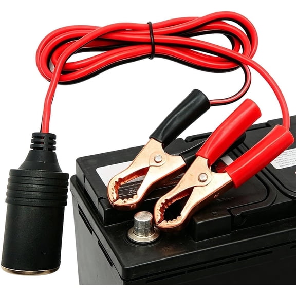 Car Battery Socket Plug - with Battery Clamps Heavy Duty Adapter,Car Socket Extension Cord | for Air Compressor Inverter Vehicle Truck RV