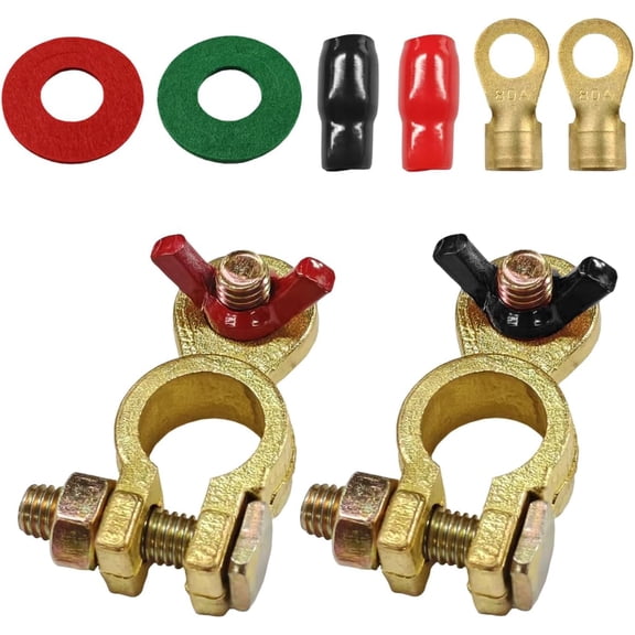 Car Battery Terminal Connector, Battery Terminal Clamps Negative and Positive, Pure Copper Quick Release Cable End Top Post Clip, Battery Terminal Assortment Kit for Car Truck RV Boat (Conical Mouth)