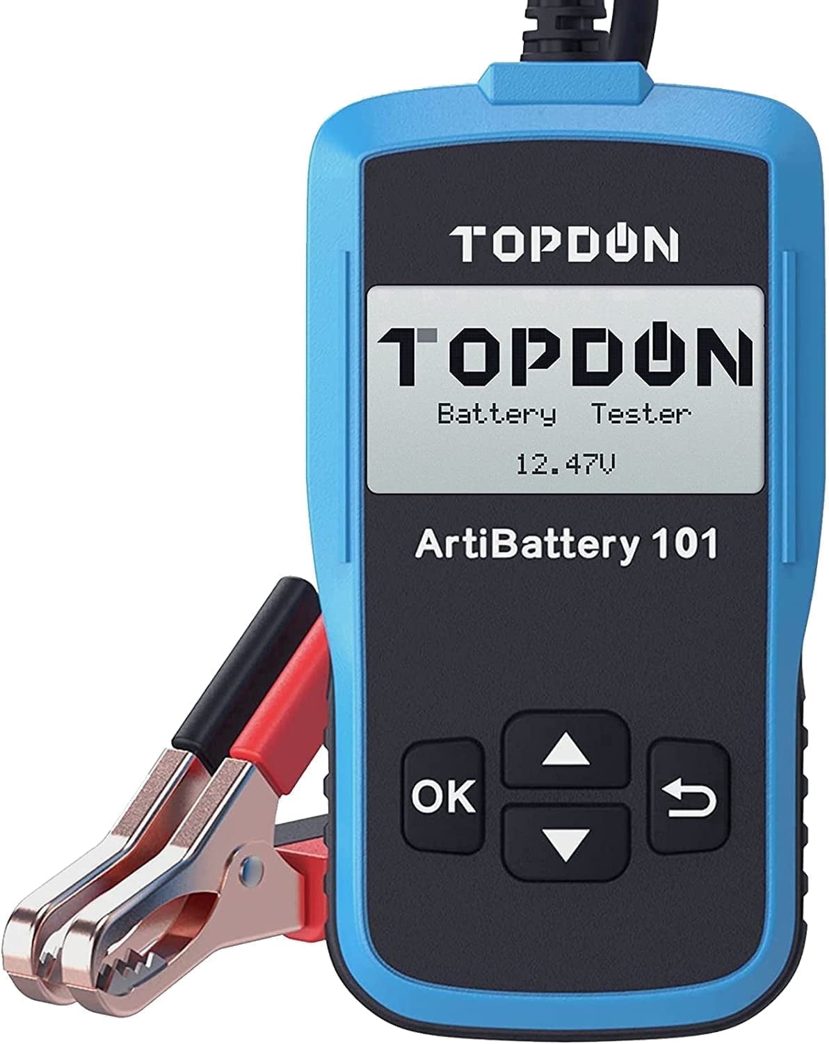 TOPDON AB101 Car Battery Tester, 12V Car Battery Load Tester on Cranking Charging Systems, 100-2000 CCA Automotive Alternator Analyzer for Cars/SUVs/Light Trucks with Flooded AGM Gel Types
