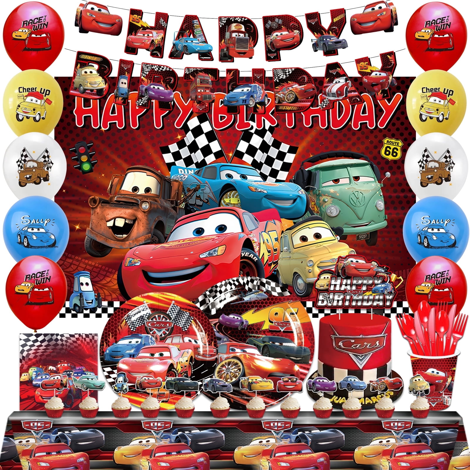 Car Birthday Decorations, Car Party Supplies Party Tableware Set