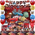 thumbnail image 1 of Car Birthday Decorations, Car Party Supplies Party Tableware Set - Lightning Mcqueen Birthday Party Plates Tablecloths Cake Topper Balloons Napkins Banners etc for  Lightning Mcqueen Birthday Party, 1 of 7