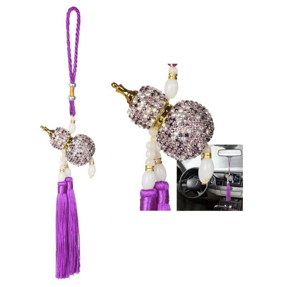 Car Bling Accessories, MINI-FACTORY Luxury Mirror Hanging Crystal Diamond Perfume Bottle Diffuser (Fragrance NOT included) - Purple