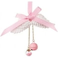 thumbnail image 1 of Car Bling Mirror Hanging Accessories, Angel Wings with Pink Bell - Car Rear View Mirror Ornament Decoration, 1 of 3