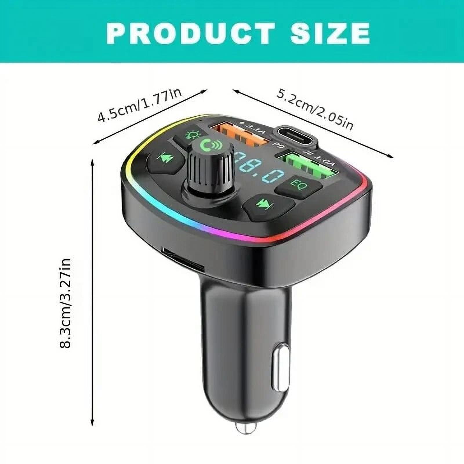Car Bluetooth 5.0 FM Transmitter PD 18W TypeC Dual USB 4.2A Fast