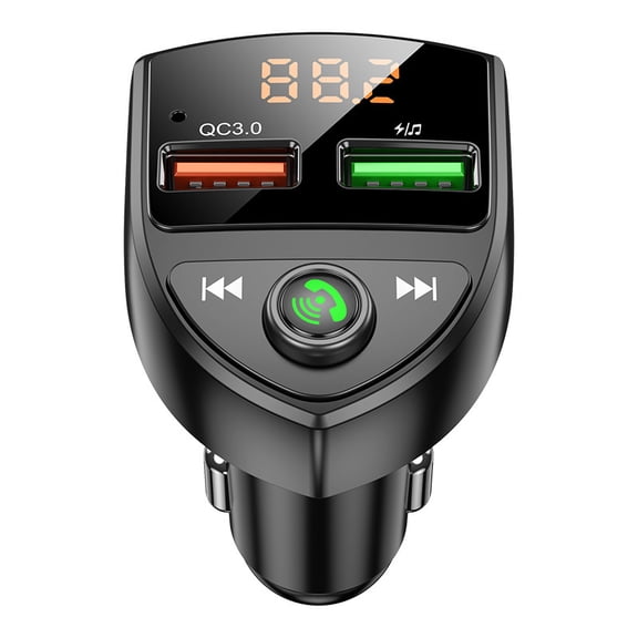 Car Bluetooth 5.0 Receiver FM Transmitter, USB Fast Charger with TF Card MP3 Music Player, Wireless Audio Adapter for 12V/24V Cars Trucks SUVs iOS Android Phones