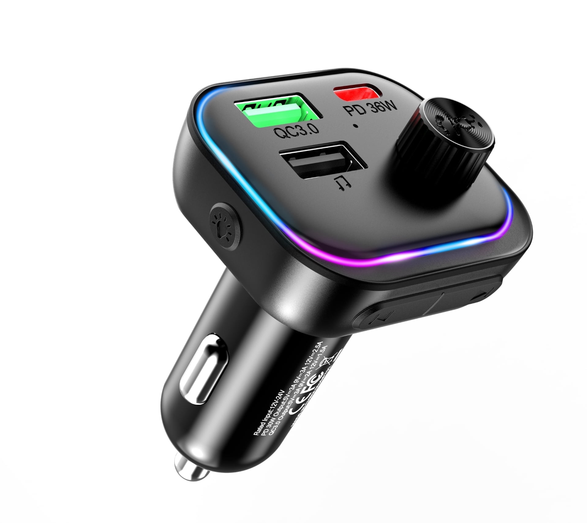 FM Transmitter Bluetooth with USB C Charger & Hands-Free Calling, Wireless Radio Adapter MP3 Player, Supports U Disk/AUX, BluetoothFMTransmitter for Car, Compatible with iPhone/Android