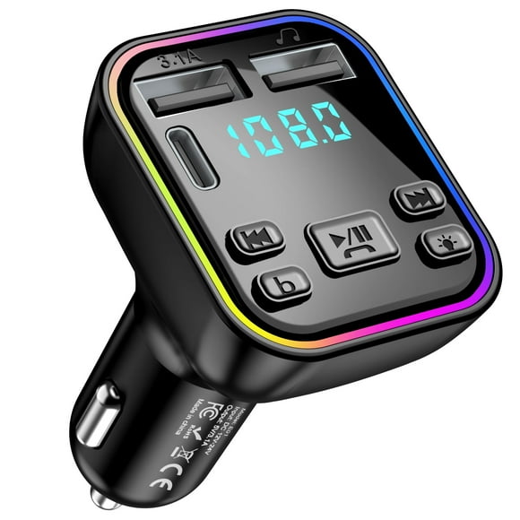 Car Bluetooth FM Transmitter Wireless Radio Adapter Car Kit MP3 Player, USB Car Charger, Support U Disk/Hands Free Calling