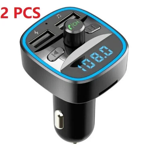 Car Bluetooth Fm Transmitter Mp3 Player Radio Adapter Kit Usb Charger 2 Outlets