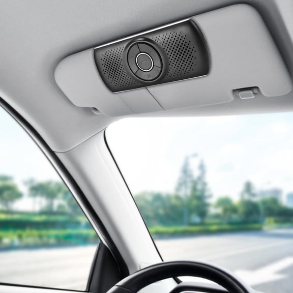 Car Bluetooth Speakerphone for Sun Visor, Hands Free Wireless Music Player and Call System, Voice Navigation, Dual Phone Connection, Car Audio Bluetooth 4.2+EDR Device