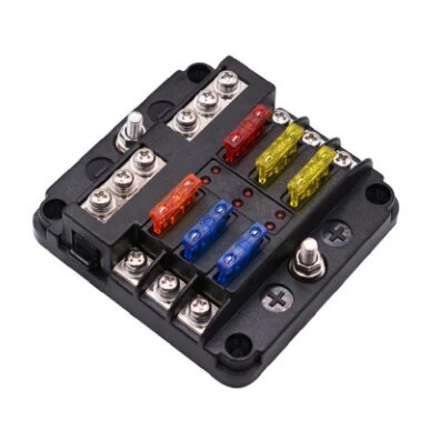 Car Boat Fuse Box Holder With 6 Ways 12 Ways Blade Fuse Holder Block Warning Indicator 12V 36V Power Distribution Panel Board