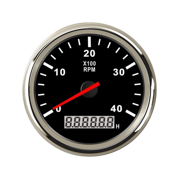 Car Boat Tachometer Gauge LCD Hour Meter 0-3000 4000 6000 RPM Tacho Sensor Marine Tacho Meters 12V/24V Red Backlight ,Easy to Install