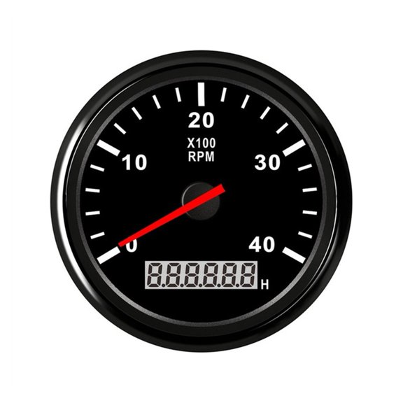 Car Boat Tachometer Gauge LCD Hour Meter 0-3000 4000 6000 RPM Tacho Sensor Marine Tacho Meters 12V/24V Red Backlight ,Easy to Install