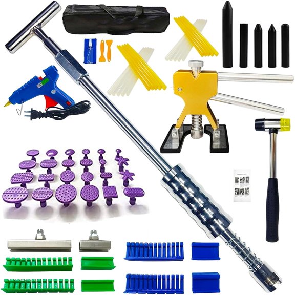 Car Body Dent Repair Tool Kit, Auto Dent M16 Big Size Slide Hammer Gold Puller Hail Dent Dings Bodywork Long Dent Repair Tools Set