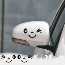 Car Body Stickers Smiling Face Rearview Mirror Stickers Waterproof Personalized Car Decals Scratch Cover Protective Car Film Black 2-Pack 12x6 cm