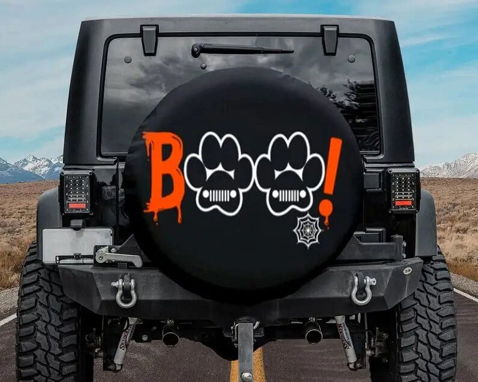 GENANY Halloween Spare Tire Cover - PVC Leather Moonlight Design, Universal Fit For RV Jeep Trailer 15" Size