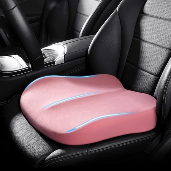 Car Booster Seat Cushion - Memory Foam Driver Height Boost Mat for Car, Office Chair, Non-Slip, Pink