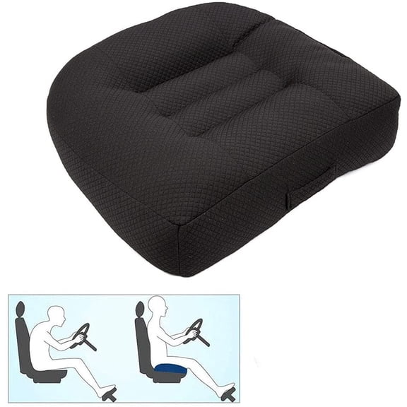 Car Booster Seat Cushion Raise The Height for Short People Driving Hip (Tailbone) and Lower Cack Fatigue Relief Suitable for Trucks, Cars, SUVs, Office Chairs, Wheelchairs (Pure Black)