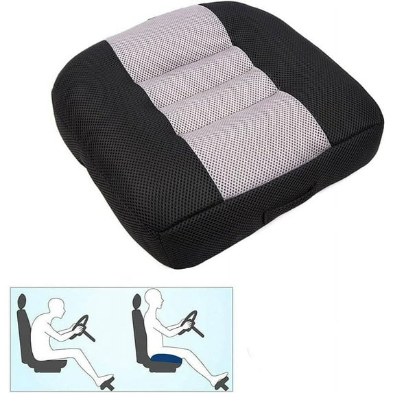 Car Booster Seat Cushion Raise The Height for Short People Driving Hip (Tailbone) and Lower Cack Fatigue Relief Suitable for Trucks, Cars, SUVs, Office Chairs, Wheelchairs (Pure Black)