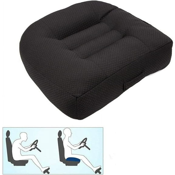 Car Booster Seat Cushion Raise The Height for Short People Driving Hip (Tailbone) and Lower Cack Fatigue Relief Suitable for Trucks, Cars, SUVs, Office Chairs, Wheelchairs (Pure Black)