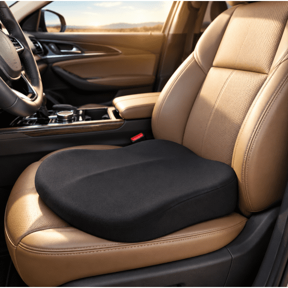 Car Booster Seat for Adults – Ergonomic Memory Foam Driver Seat Cushion for Height Boost, Vision Improvement & Driving Comfort