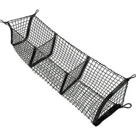 Car Boot Mesh Bag, Luggage Nets with Three Grids, Three Three-Dimensional Mesh Pockets with Three Baskets, Pickup Mesh Pockets, Off-Road SUV Boot Mesh Pockets