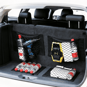 Car Boot Storage Nets, 4 PCS Car Net Pocket Cargo Net, Storage Net Cargo Organizer Stretch Mesh Bag Pocket for Auto SUV RV Black