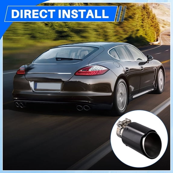 Car Bright Carbon Fiber Exhaust Tip 60-89MM Universal Car Exhaust Pipe Modification Tail Throat Clip-on Tail Pipe