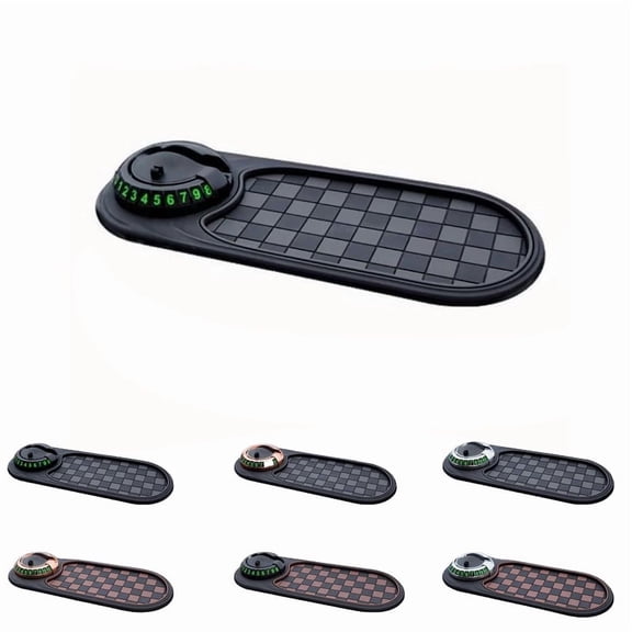 Car Buddy Dashboard, Protectivei Multifunction Car Anti-Slip Mat, Car Anti Slip Mat Phone Holder, Rotatable, with Temporary Parking Numbe, Storage, for Car Storage Gadgets