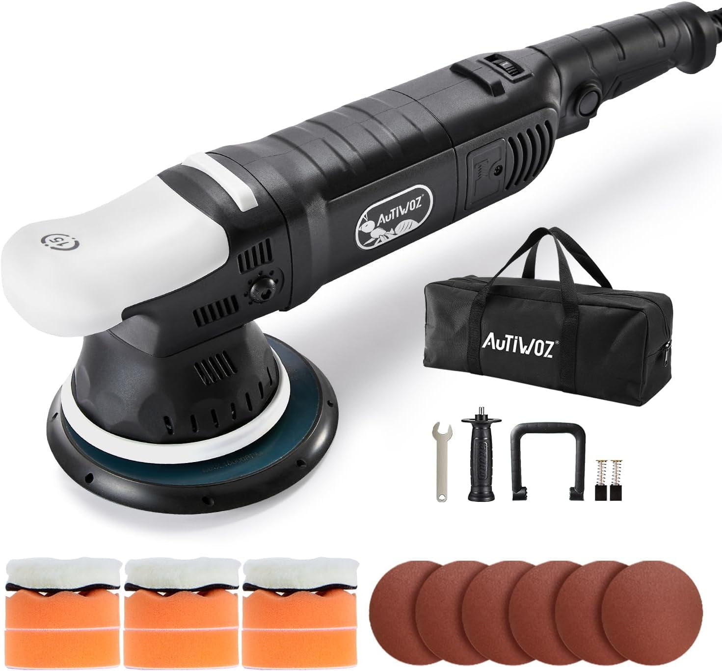 Car Buffer Polisher, 6-Inch Dual Action Polisher for Car Detailing, Random Orbital Car Polisher with 6 Variable Speeds, DA Polishers Kit for Car Detailing/Polishing/Waxing