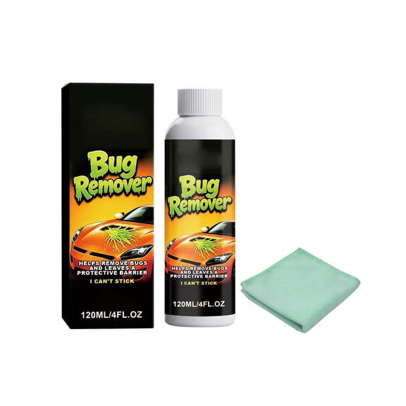 Car Bug Remover Bug Remover for Cars Exterior 4 Oz Car Exterior Kit with Microfiber Cloth for Removing Stains Road Grime Insect Residue for Auto Detailing Vehicle Surface Care