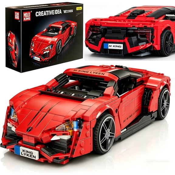 Car Building Sets, 1:12 Scale Red Sports Vehicle Model, 10117 Collectible Toys Building Kits, Build and Display Construction Set for Adults (1311 Pieces)