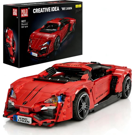 Car Building Sets, 1:12 Scale Red Sports Vehicle Model, 10117 Collectible Toys Building Kits, Build and Display Construction Set for Adults Aged 14+ (1311 Pieces)