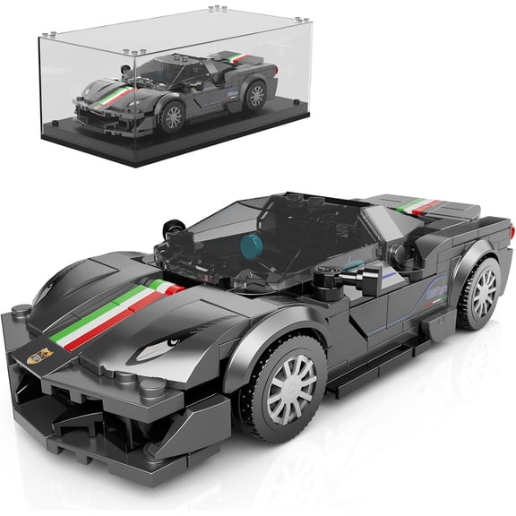 Car Building Toys with Acrylic Display Case, Model Race Car Toy Building Blocks Kit, Collectible Racing Vehicle Set for  Adults, 358 Pieces