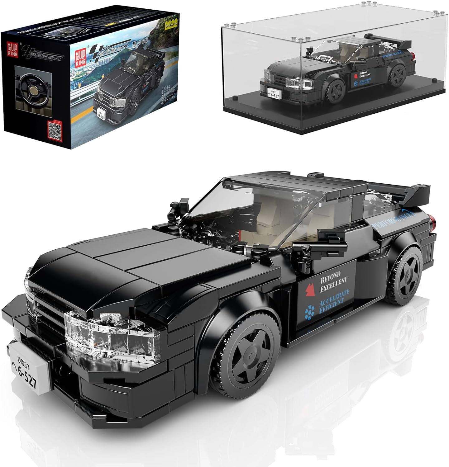 Car Building Toys with Acrylic Display Case Model Race Car Toy Building Blocks Kit, Collectible Racing Vehicle Set