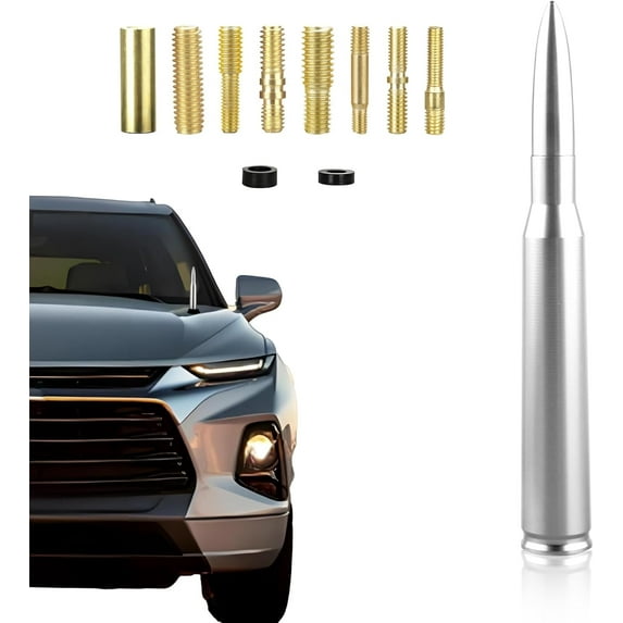 Car Bullet Antenna,Fits Ford, Chevrolet, GMC, Car SUV Truck Most Auto Cars Antenna Accessories Replacement,Made of Premium Copper Hardware and Solid Billet Aluminum