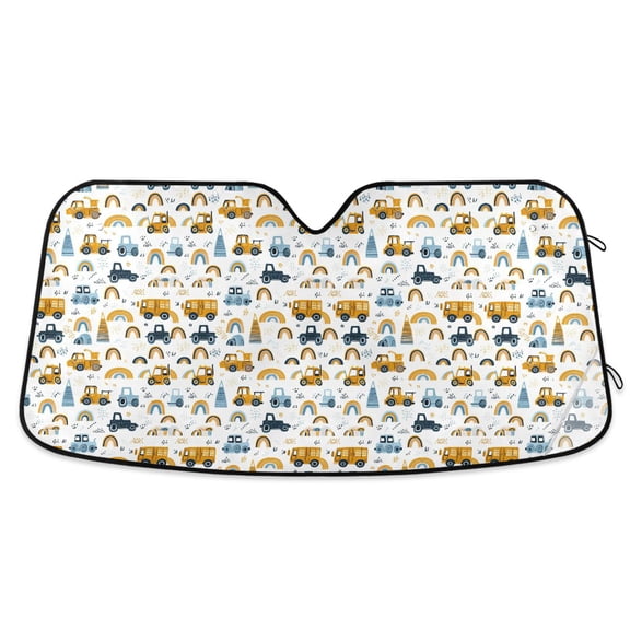 Car Bus Truck Rainbow Car Windshield Sun Shade Foldable Car Front Window Visor Heat and UV Protection 55x27.6