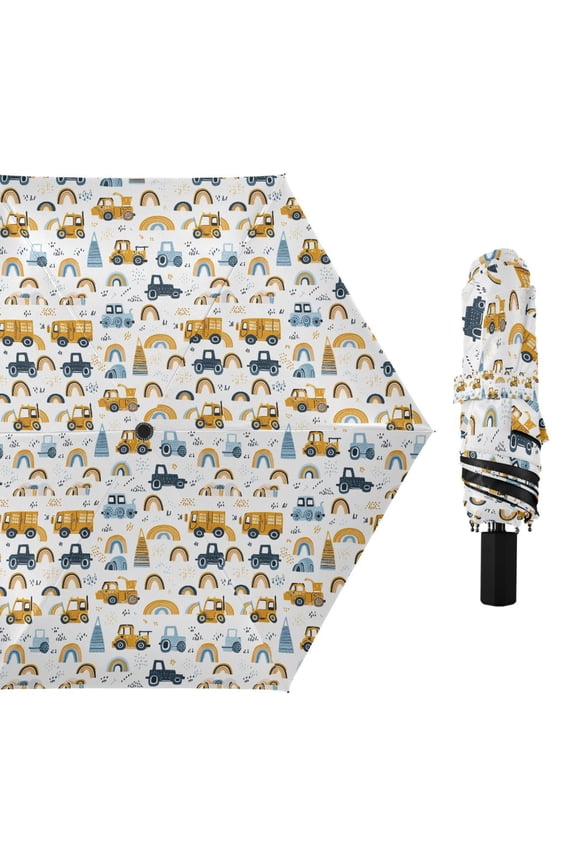 Car Bus Truck Rainbow Compact Sun Umbrella Windproof Travel Umbrellas for Rain Strong Portable UV Protection