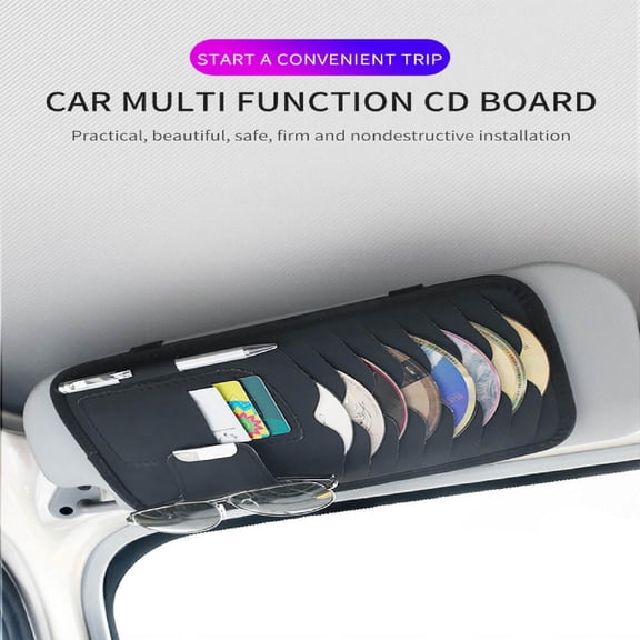 Car CD Case Holder  Vehicle Sun Visor Organizer for Cars  CD & DVD Storage Sleeves  1 Pocket & 1 Pen Holder  Black  Fits Most Sun Visors  Universal