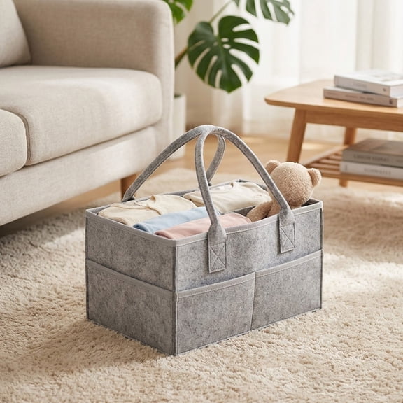 Car Caddy Storage Organizer with Multi Compartments Portable Polyester Basket for Home Travel and Toiletries