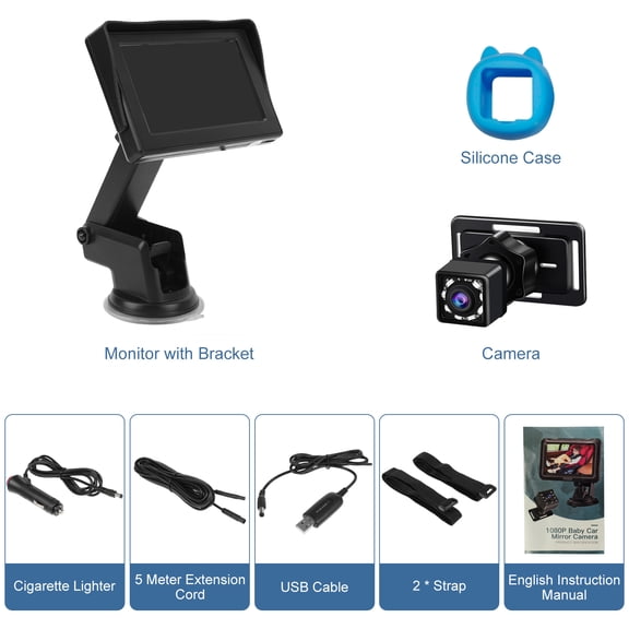 Car Camera for Baby Baby Baby Car Camera, 4.3" Baby Monitor with Night Vision, 150 Wide Viewing Angle, 360 Rotation Rear Facing Seat Mirror for Infants Kids Toddlers