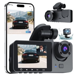 Car Camera - Dash Cam Front and Rear, View Camera 24H Parking Monitor, Triple-Lens Dash Cam