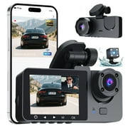 Car Camera - Dash Cam Front and Rear, View Camera 24H Parking Monitor,  Triple-Lens Dash Cam