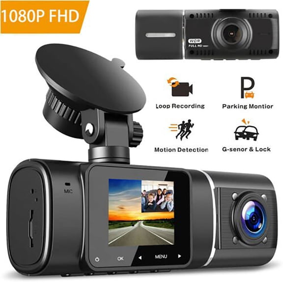 Car Camera,Dual Dash Cam FHD 1080P Front Inside Cabin Driving Recorder for Car Taxi with IR Night Vision Interior Camera Parking Mode Motion Detection Accident Locked 1.5" LCD Display