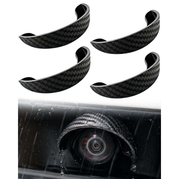 Car Camera Rain Shield, Universal Flexible Backup Camera Cover, Carbon Fiber Style Waterproof Sun Visor, Drill-Free Adhesive Rear View Camera Protector