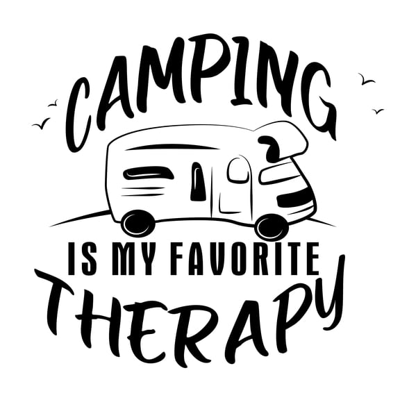 Car Camping Quotes Wall Art Decal - Camping Is My Favorite Therapy | 19" x 20" DIY Stick And Peel RV Truck Home Decor Design Vinyl Adhesive Bedroom Living Room Removable Sticker Decoration