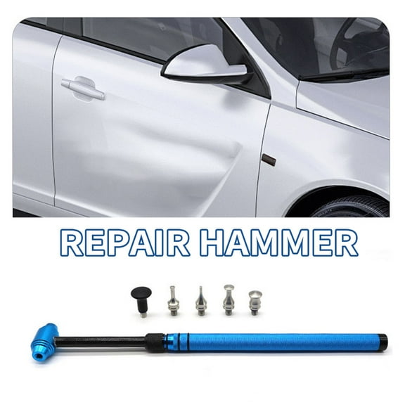 Car Car Dent Repair Tool Kit, 6 PCS Paintless Removal Tools Telescopic Aluminum Alloy Hammer With 5 Replacement Heads For DIY Dent Repair On Cars, Red