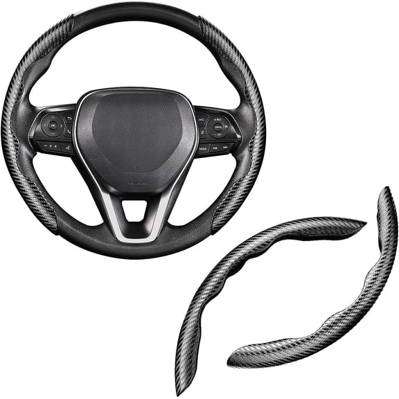 Car Carbon Fiber Anti-Skid Steering Wheel Cover, Segmented Steering Wheel Protector, Butterfly Steering Wheel Cover, Universal 99% Car Wheel Cover Protector, Car Interior Accessories (Black)